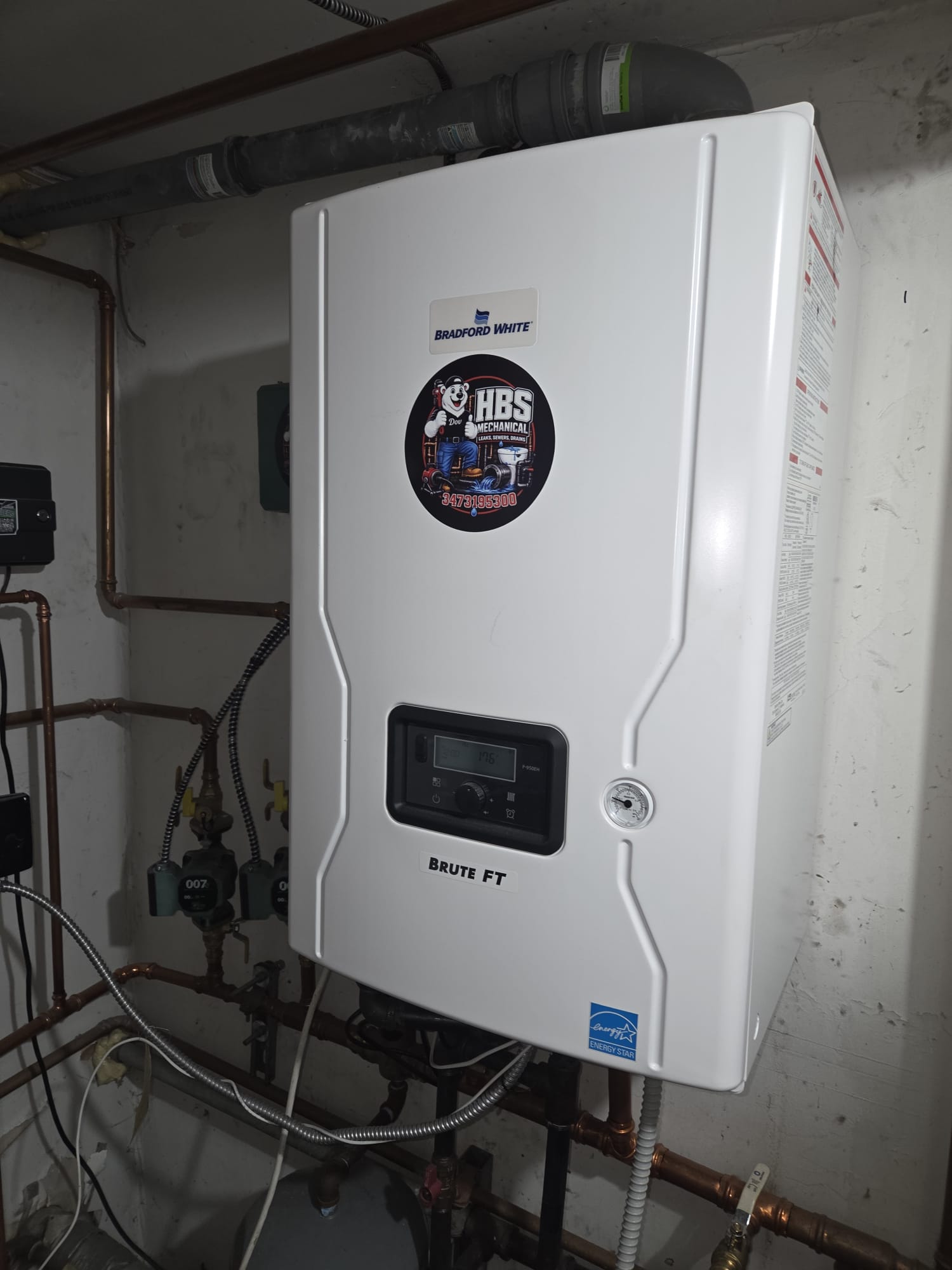 Boiler installation, close view