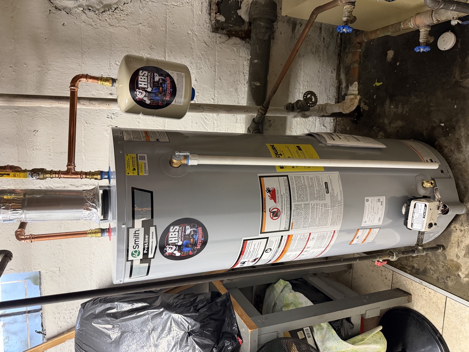 New A.O. Smith water heater after installation